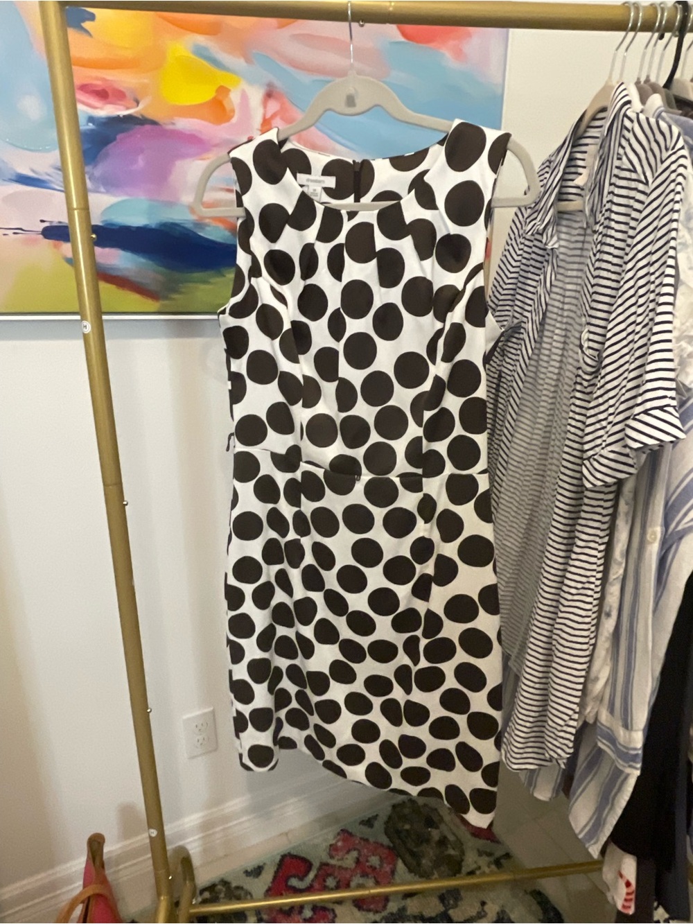 Women’s Black & White Polka‎ Dot Sleeveless Dress size 10 - no belt